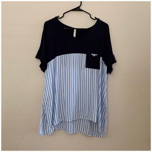 Striped high low tee